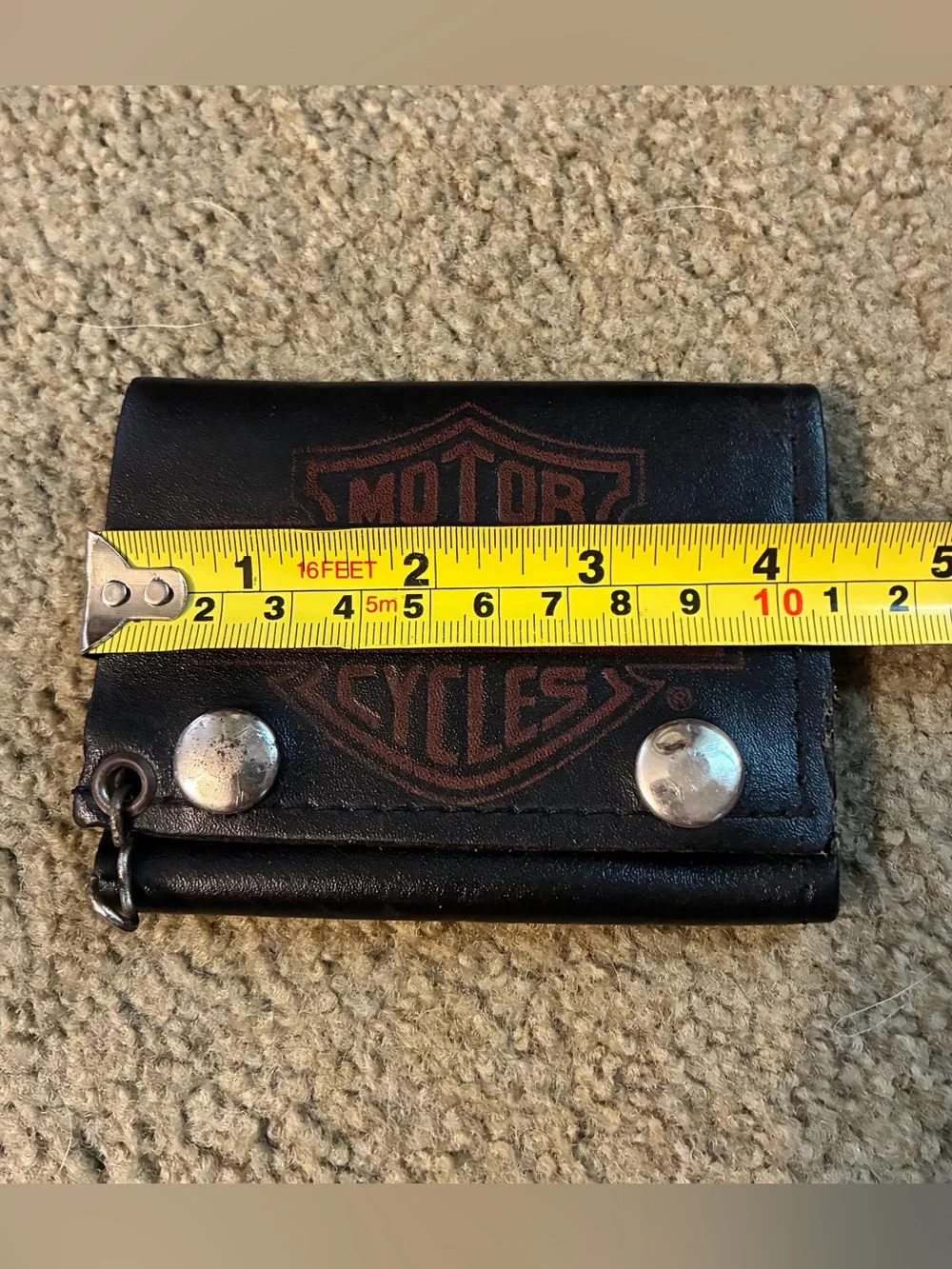 Harley-Davidson Black Leather Trifold Men's Wallet Logo Snap Biker Motorcycle